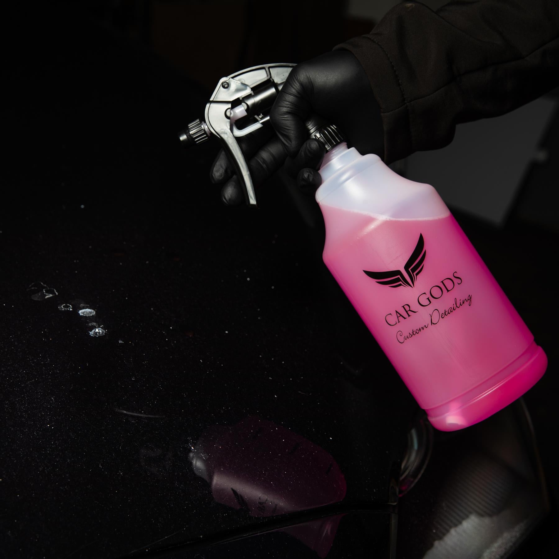 bug and sap remover in a pro bottle about to be sprayed on a car