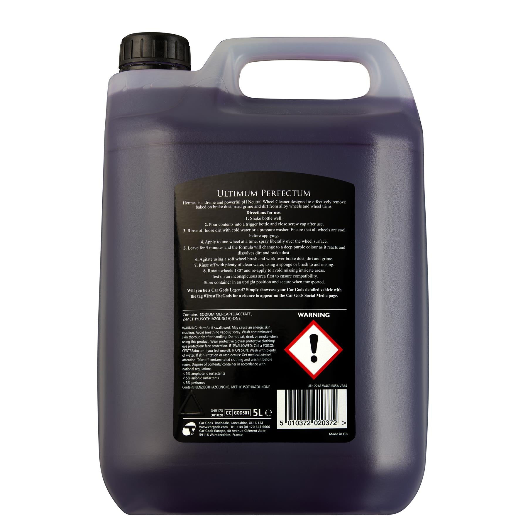 Reverse bottle of car gods wheel perfection cleaner