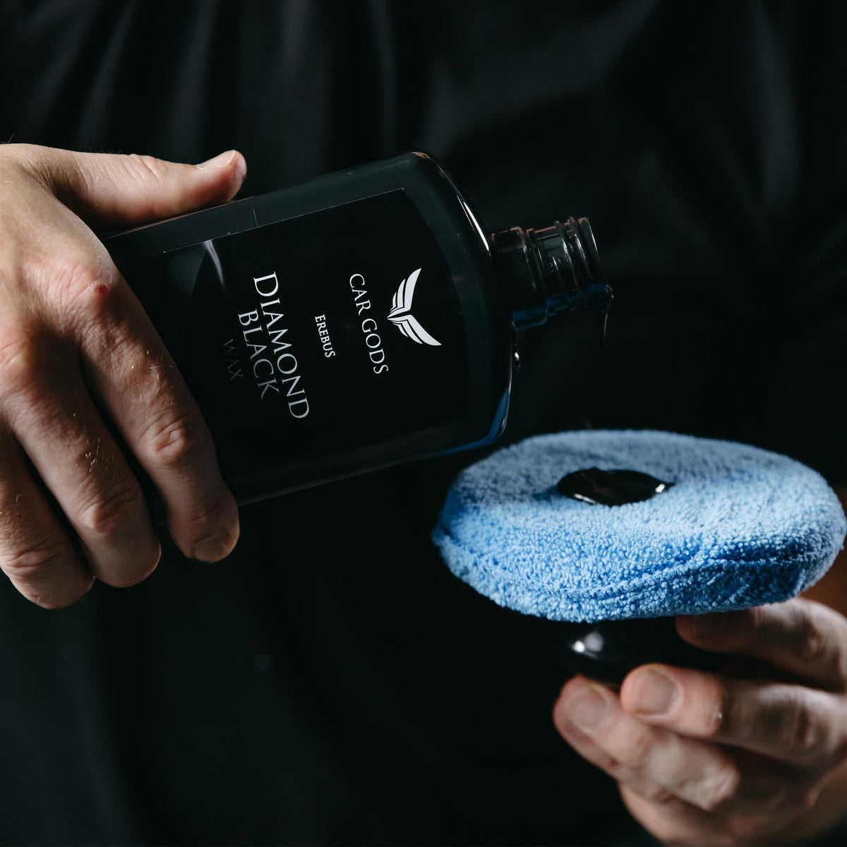diamond black wax being applied to an applicator pad
