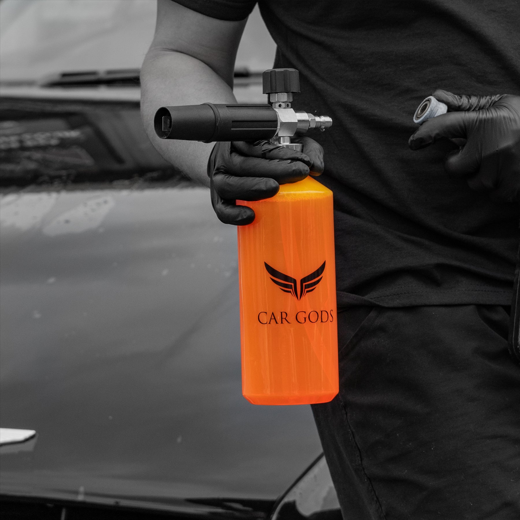 Car Gods snow foam in high powered pressure washer lance