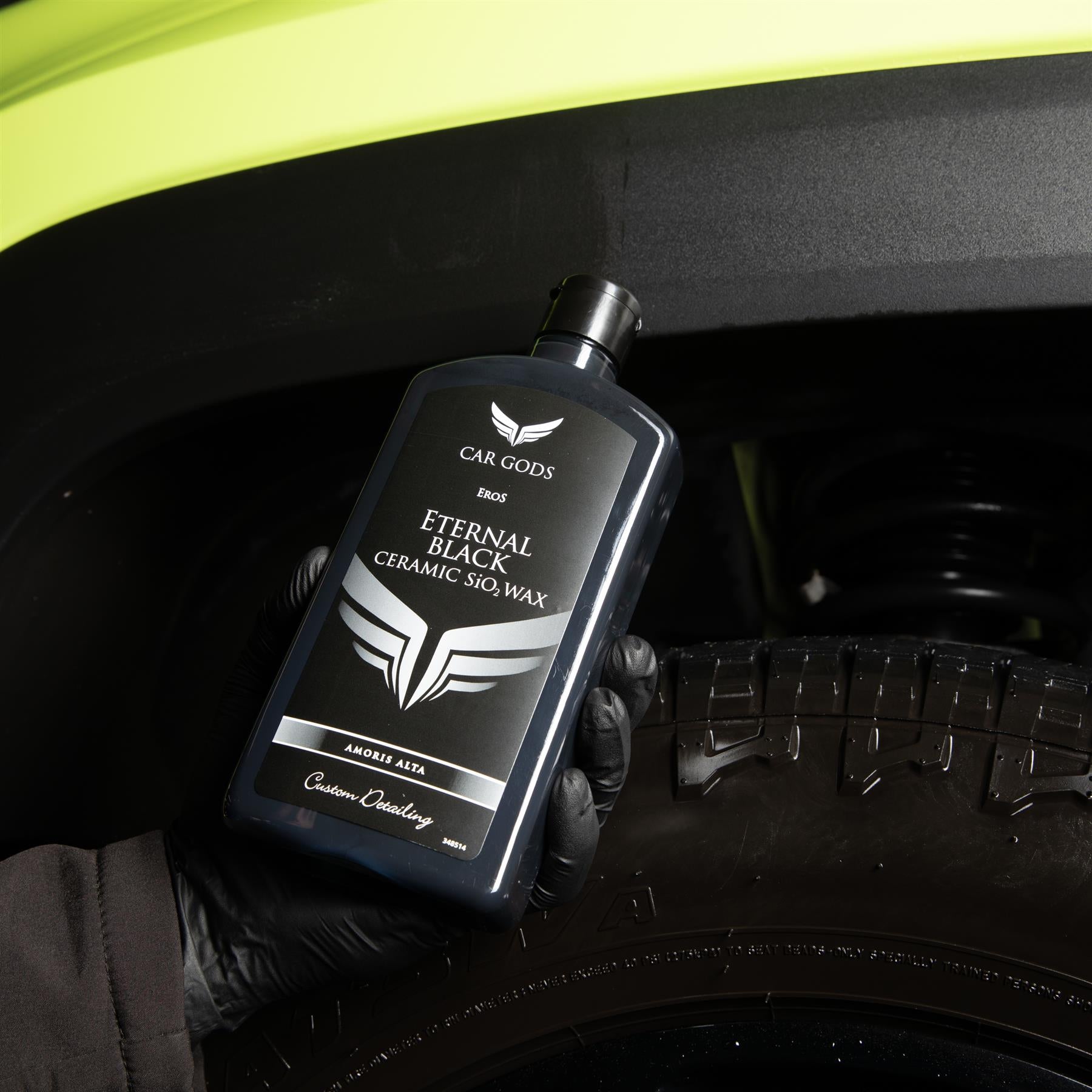 You can apply black ceramic wax on car trim as well as paintwork