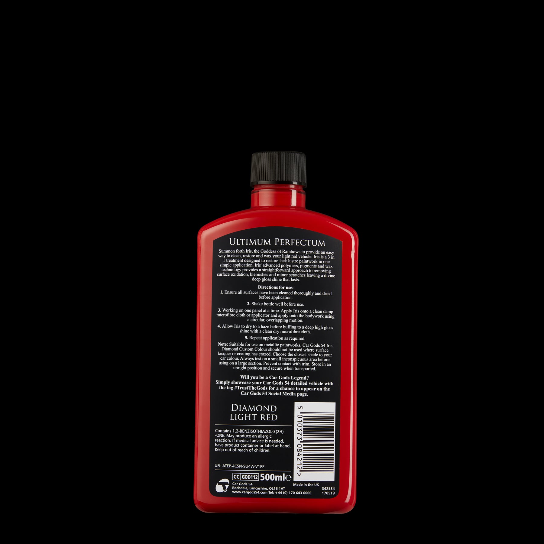 Reverse bottle Car Gods light red colour restorer