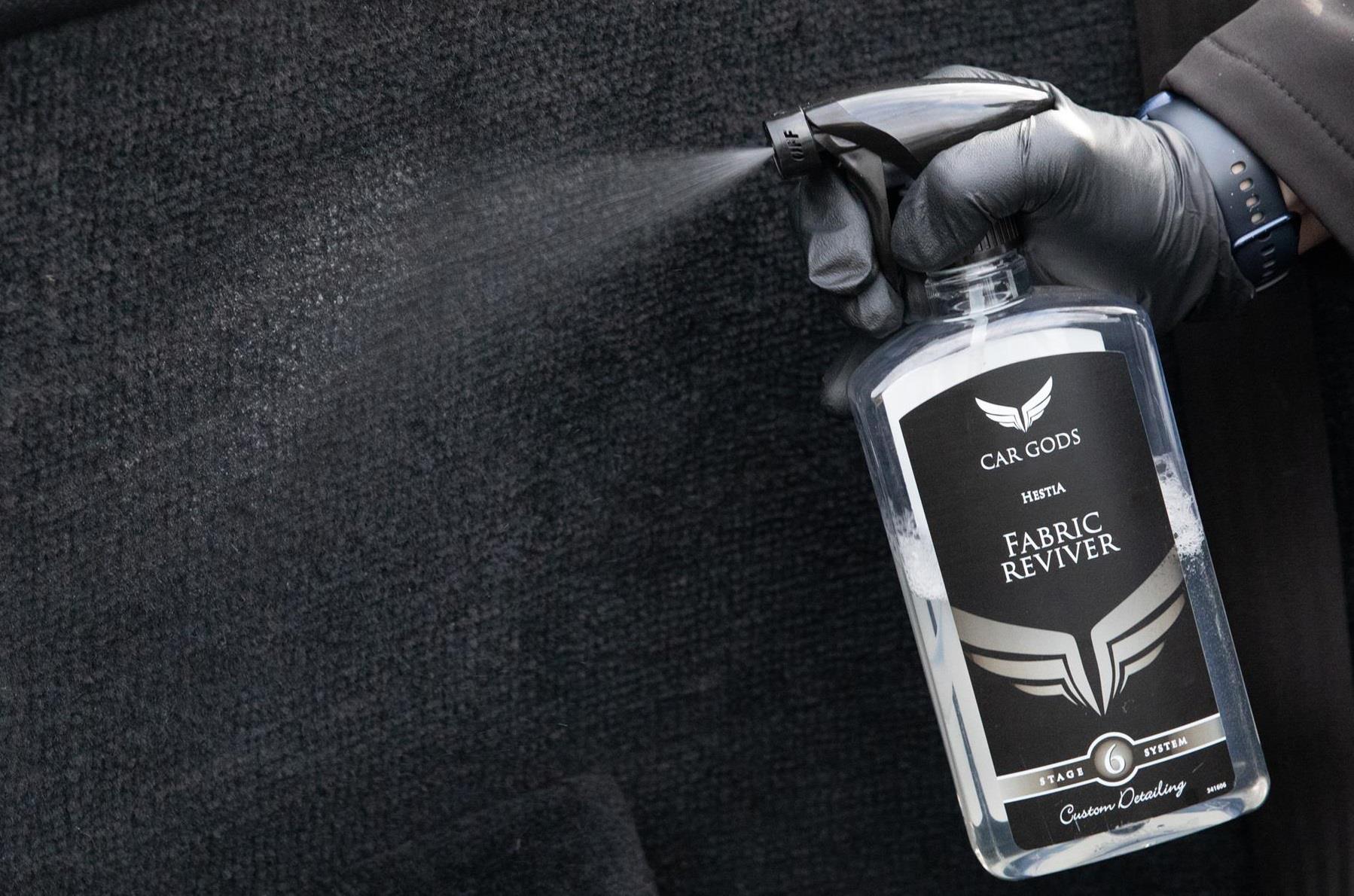 Fabric Reviver sprayed on car interior seat