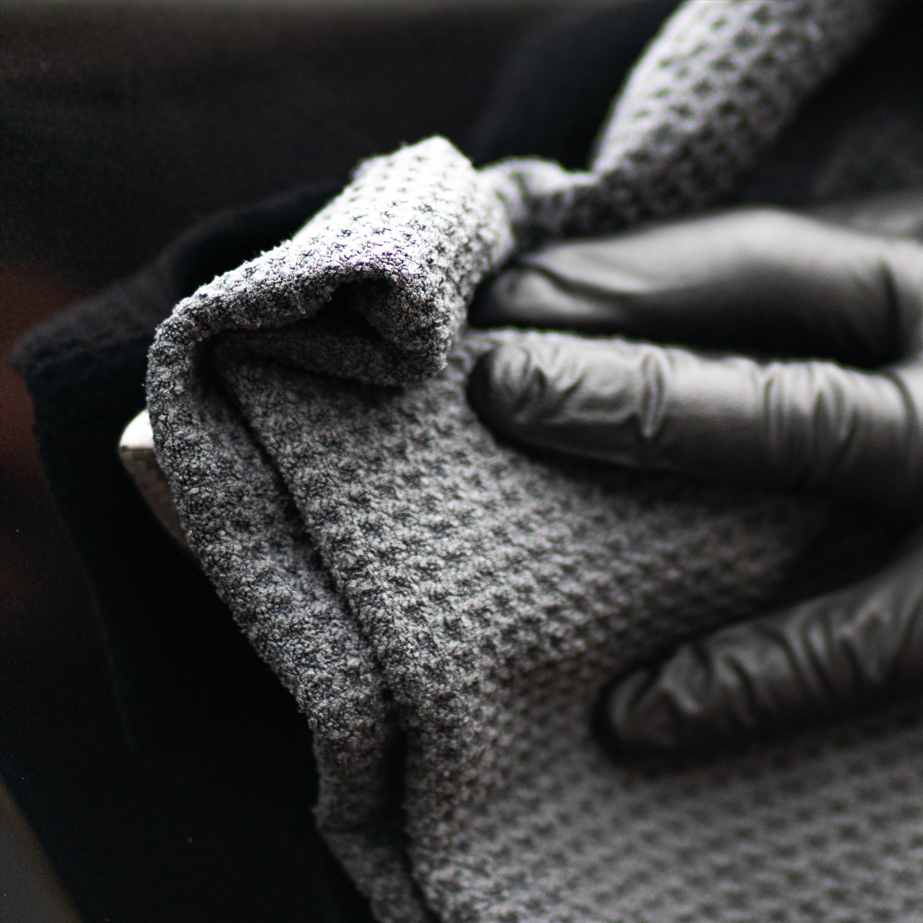 Wiping with a waffle drying towel