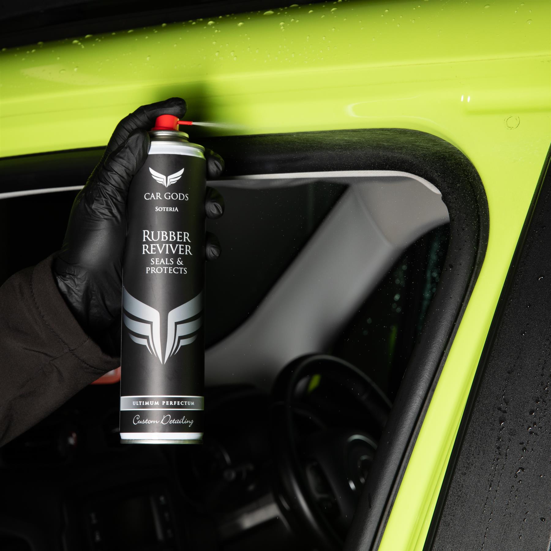 Spray Rubber reviver to restore rubber seals on your vehicle